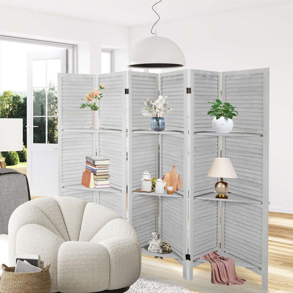 August Grove® 67'' H Folding Wood Room Divider with Shelves & Reviews